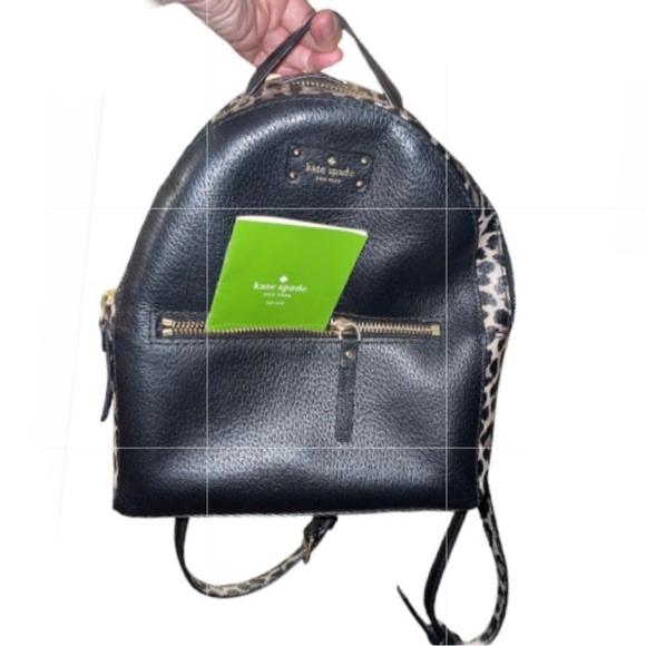 Kate Spade Black/Animal Print Leather Purse Mini Backpack - Picture 1 of 9